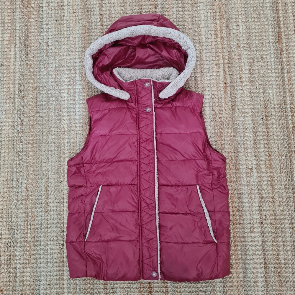 COLINS dark red sleeveless vest lightweight warm down and feather filling size M